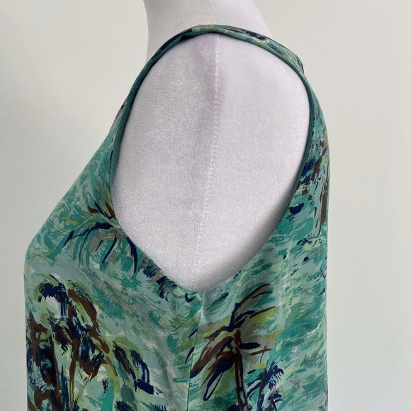 100% SILK MAXI DRESS SUMMER BEACHY VACATION PAINTED RESORTWEAR TROPICAL ABSTRACT - Picture 4 of 8